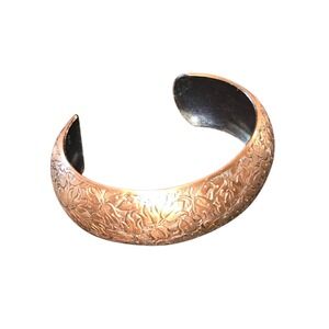 Solid Copper Cuff Bracelet Women OS Copper Embossed Floral Botanical Vintage